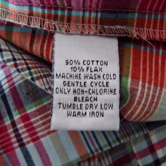 Talbots Plaid Linen Flax Blazer Jacket Flax Madras Preppy Blue Pink Green 16 W - Picture 4 of 15